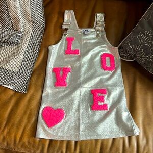 MIA Girls size 5 metallic and hot pink dress with adjustable straps